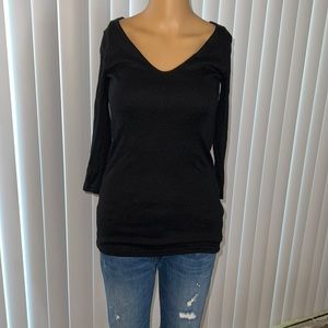 Black Michael Star Shimmery V neck Long Sleeve